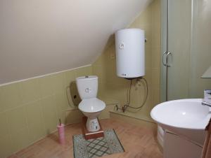a bathroom with a toilet and a sink at Apartmán Greenhouse in Budikovany +19 photos