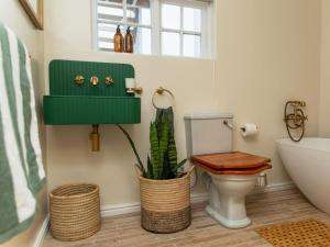 a bathroom with a toilet and a plant at Little Villa by Ideas Cartel in Hermanus