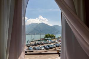 a view from a window of a parking lot at Casa MAMMA in Lovere