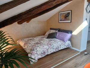 Un dormitorio con una cama en un ático en Dolce sogno appartment, en Turín