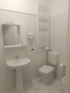 a white bathroom with a toilet and a sink at appartamento di venezia in Venice +27 photos