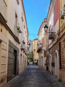 an empty street in an alley between buildings at Le Giramondo Appartamento Le Cavallerizze in Caserta +14 photos