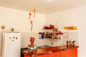 Dapur atau dapur kecil di Casa em Lençois perto de Piscinas Naturais