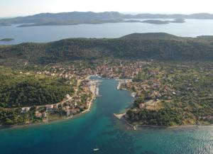 an aerial view of an island in a body of water at Sweet holiday house in Veli Iž