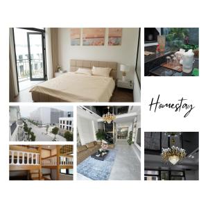 a collage of photos of a bedroom and homes at Vibe Home Vinhomes Ocean Park 2 in Hòa Bình