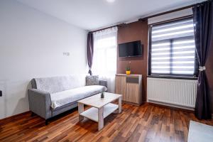 a living room with a couch and a table at APARTMÁNY Prešov 1, Slovenska 92 - 1 in Prešov