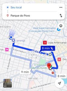 ein Screenshot eines Mobiltelefons mit einer Karte in der Unterkunft Casa em Campina Grande PB in Campina Grande