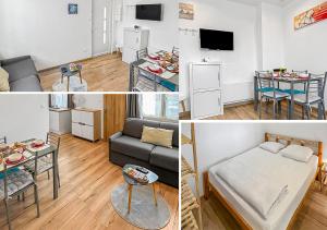 a living room with a couch and a table at Ven Aco in Merlimont