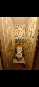 a small bathroom with a toilet in a room at Private room at 2 km from Airport in Tallinn