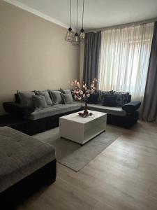 a living room with a couch and a table at Apartman Tara in Subotica