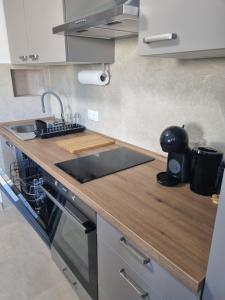 a kitchen with a sink and a counter top at Apartment Oliva in Krk