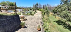 a garden with potted plants on the side of a house at Alojamento Casa do Cabeço Alombada in Águeda +19 photos