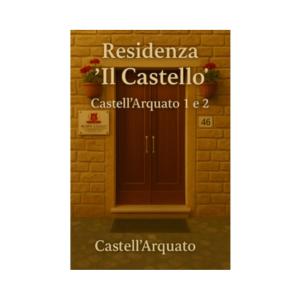 a wooden door on a brick building at Residenza Il Castello in CastellʼArquato