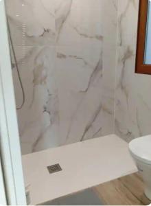 bagno con doccia in marmo e servizi igienici di Apartamento Gascona a Oviedo Altre 2 foto