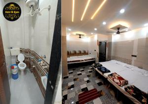 two pictures of a room with a bed and a bathroom at HOTEL IN UJJAIn in Ujjain