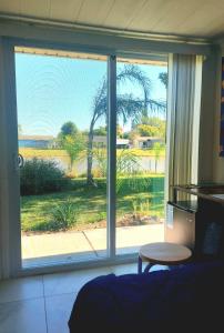 una ventana con vistas a una palmera en Small Lakeview Suite Near Disney & Universal, en Kissimmee