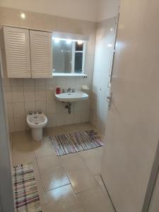 a bathroom with a sink and a toilet at La casa nel verde in Ameno