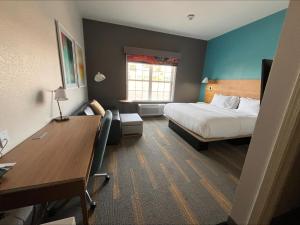 a hotel room with a bed and a desk at TownePlace Suites Lubbock in Lubbock