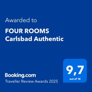 Majutusasutuses FOUR ROOMS Carlsbad Authentic olev sertifikaat, autasu, silt või muu dokument