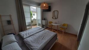 Rúm í herbergi á Barbara's Zimmer im Zentrum