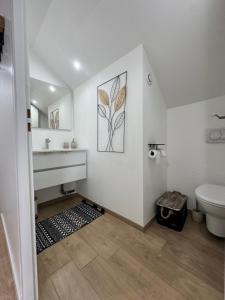 een badkamer met wastafel en toilet bij Le cocon du leman Un espace cosy oú vous retrouver in Publier +10 foto's