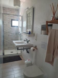 a bathroom with a sink and a toilet at La maison de Sophie in Carresse