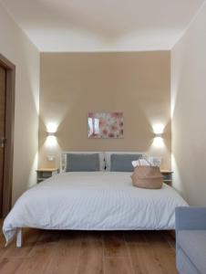 a bedroom with a large white bed with two lamps at Il Ponticello in Gradillo