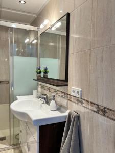 een badkamer met een wastafel en een spiegel bij Apartamento NEPTUNO PLAYA in Peñíscola