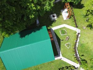 an overhead view of a green roof on a yard at Cabin House Dubovik in Cetinje
