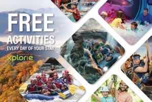 a collage of pictures of people rafting on a river at Blue Sage Hideaway home in Sevierville