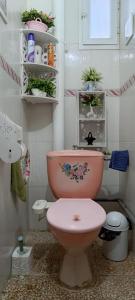 a bathroom with a pink toilet in a room at La perle de Kouba lacroix in Alger +58 photos