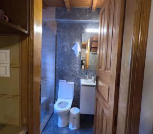 a small bathroom with a toilet and a sink at Κυκλαδίτικη Μεζονέτα in Kithnos