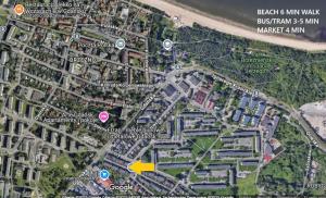 a map of a city with buildings andyards at SeaSide in Gdańsk