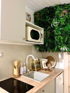 Dapur atau dapur kecil di Suite Evasion, Baignoire Balneo