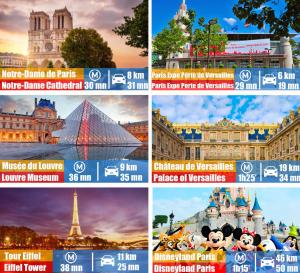 a collage of pictures of disney attractions at Apt4P-SecureFreeParking -Metro4 in Bagneux