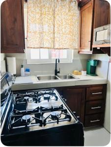 a kitchen with a stove and a sink at Olive Breeze in Runaway Bay +14 photos