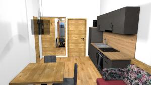 Küche/Küchenzeile in der Unterkunft Boderhof Apartments