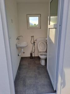 a bathroom with a toilet and a sink at Kuća za odmor Noah in Bihać +20 photos