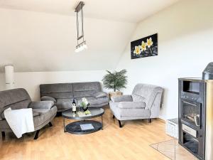 a living room with two couches and a fireplace at Apartment Grandpa by Interhome in Frankenau +23 photos