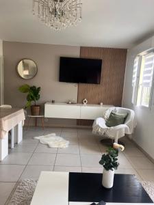 TV a/nebo společenská místnost v ubytování Appartement rénové , Climatisé, Terrasse, Parking en sous sol + 25 fotografií