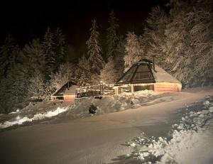 Osada Poli Koniaków - Panoramiczny Domek nr 3 z Prywatną Balią i Hydromasażem v zime