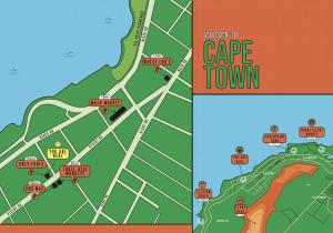 a map of cape town and the attractions at Foools Inn - Trendy Rooms available in the Heart of Sea Point! in Cape Town