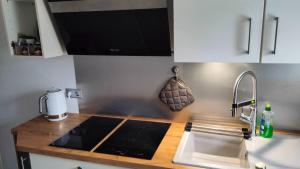 een keuken met een wastafel en een aanrecht met een wastafel bij Apartment Hollerbusch in Goslar +10 foto's