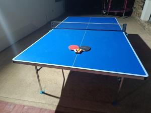 a blue ping pong table with a ball on it at Casa Rural La Loba in Malcocinado
