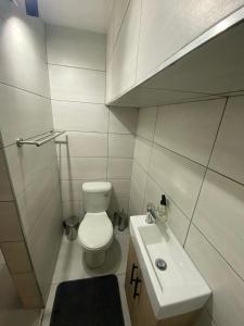un piccolo bagno con un water e un lavandino di The Hideaway a Nelspruit