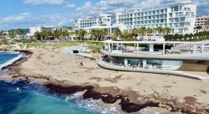 an aerial view of a resort and the beach at Luxury Maisonette with Terrace in Paphos
