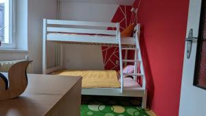 Postel nebo postele na pokoji v ubytování Ubytování Pod Něžnym Obrem