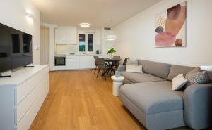 Μια τηλεόραση ή/και κέντρο ψυχαγωγίας στο City Center Suite with Private Garage