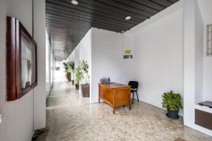 an office with a wooden desk and potted plants at THE Estoril Studio in Estoril