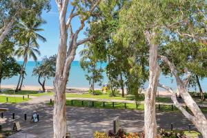 a park with trees and the ocean in the background at Hibiscus in Marlin Waters Palm Cove in Palm Cove +7 photos
